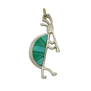 Navajo Sunburst Handcrafts Inc Teme sterling silver Turquoise Kokopelli pendant